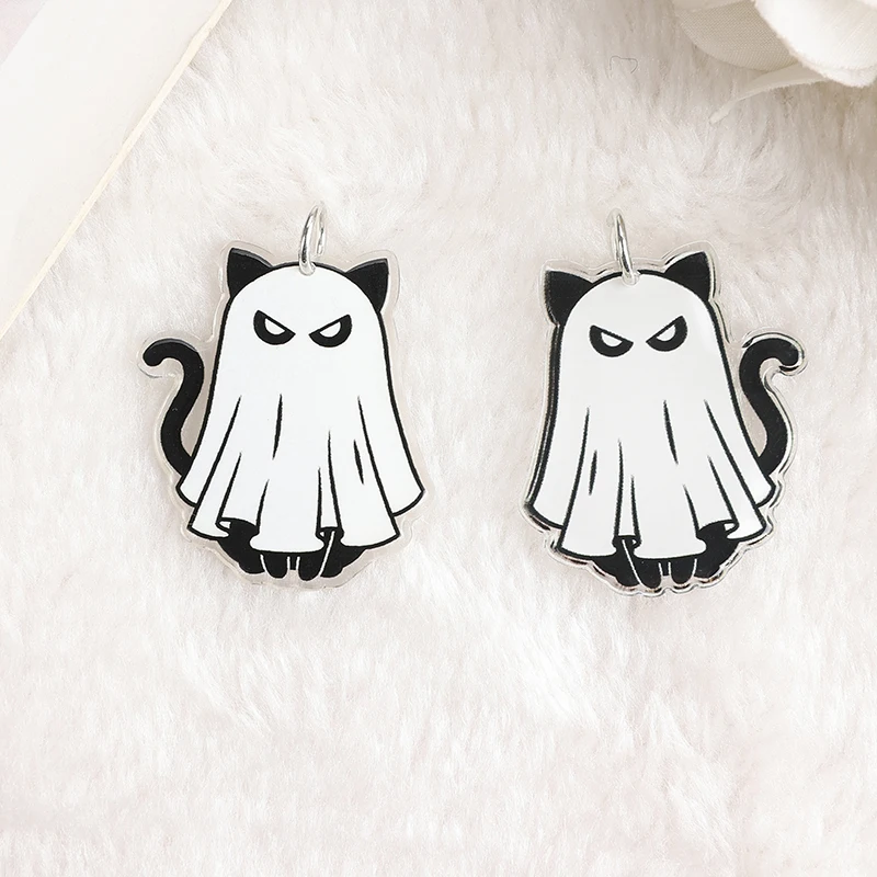 8Pcs/Lot Halloween Charms Creative Acrylic Skull Death ghost Cat Fashion Accessories For  Jewelry Diy Making