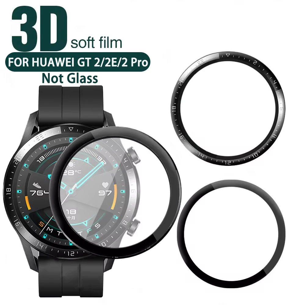 Screen Protector For Huawei Watch GT2/2E/2Pro 46mm  Accessories Full Cover Curved Soft Edge Protective Film For Huawei GT 2 2E