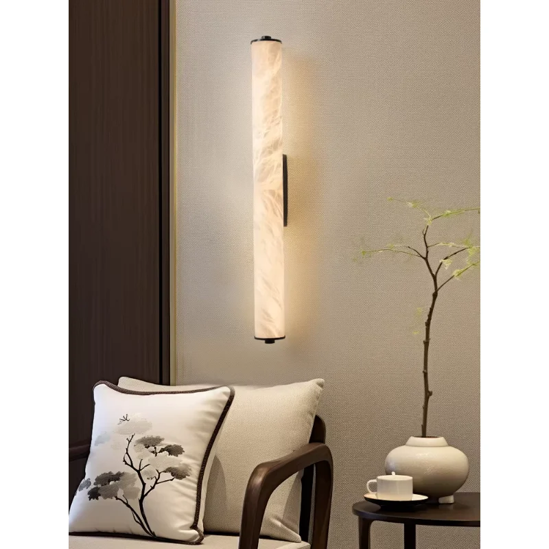 2025 Full Copper Spanish Natural Snowflake Marble LED Wall Lamp Modern Light Luxury Living Room Bedroom Bedside Balcony Lighting
