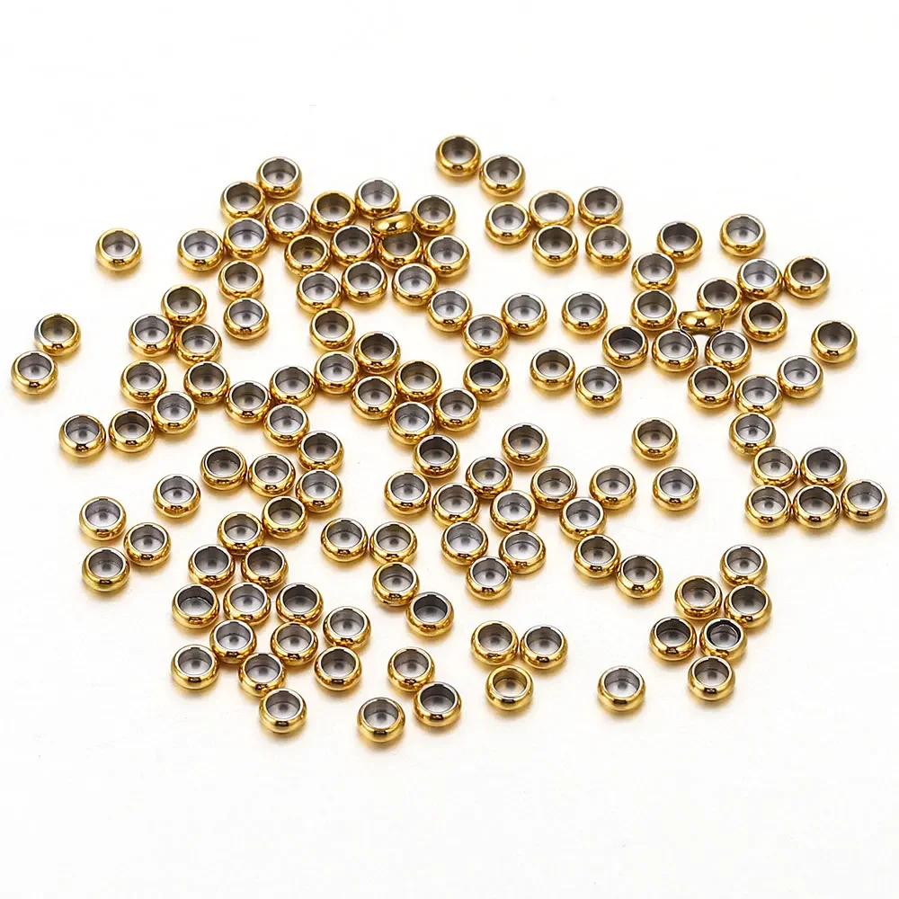 100pcs Stainless Steel Tube Crimp End Beads Clip Foldover Stopper Spacer Bead For DIY Jewelry Making Supplies Crimp & End