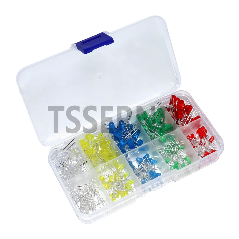 100-200PCS 3MM 5MM LED Diode Assorted Kit F3 F5 LED Light Emitting Diodes White Green Red Blue Yellow Orange DIY Electronic Kit