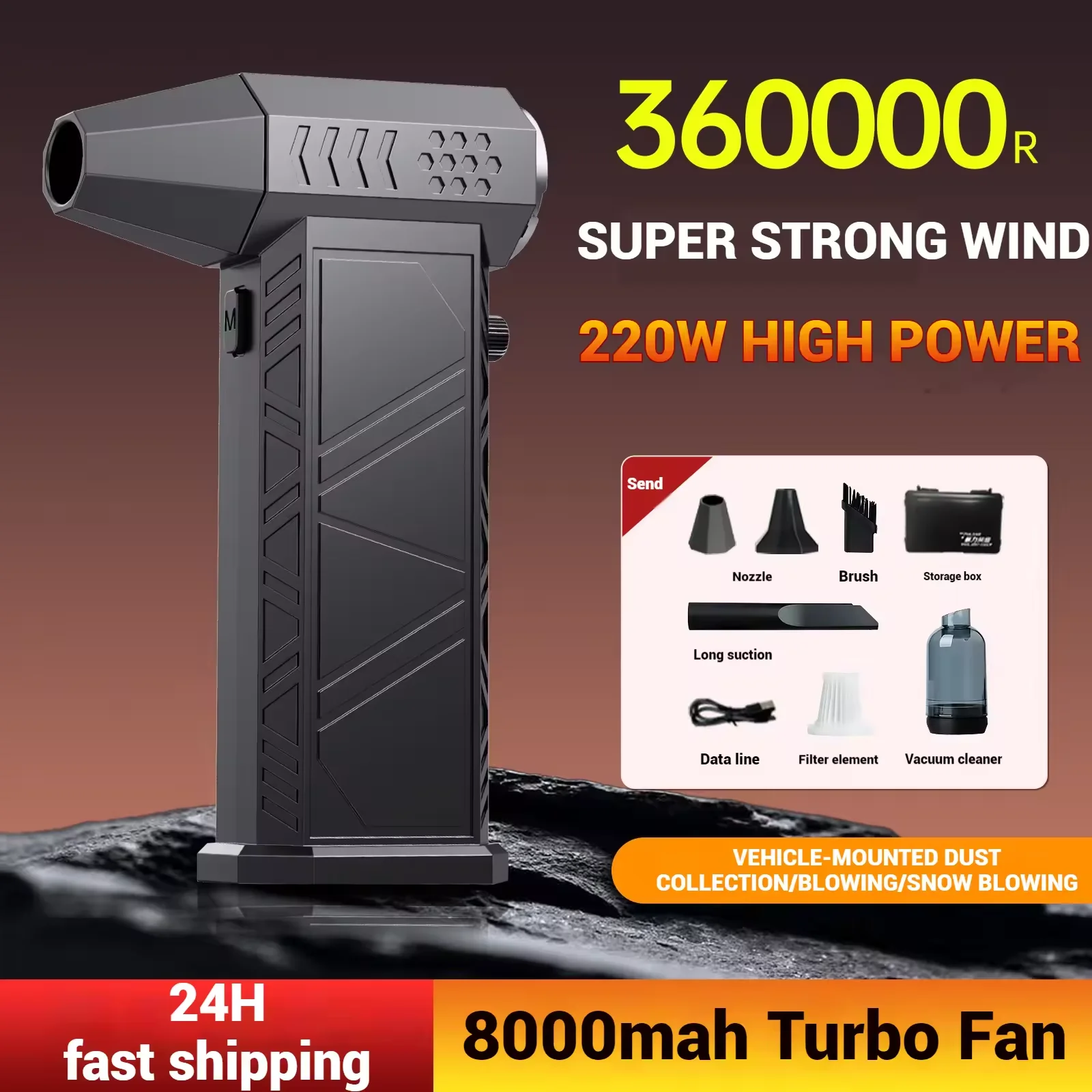 

Powerful Mini Turbo Jet Violent Fan 360000RPM，HighSpeed Turbo Violent Fan， Brushless Motor Handheld Duct Fan PC Cleaning Tool