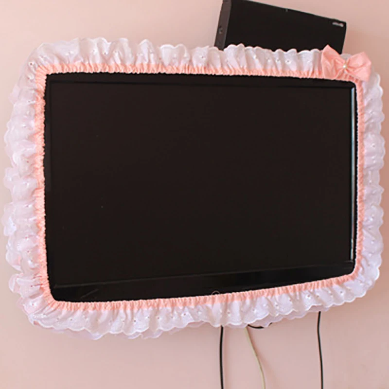 Fairy Style 24-38Inch TV Dust Cover Computer Monitor Protection Stick Wall-Mounted Desktop Curved Screen Soft Fabric Craft