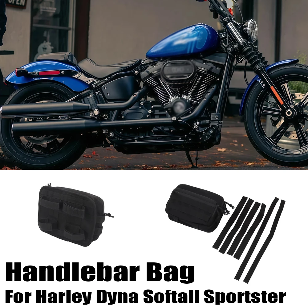 Waterproof Motorcycle Handlebar Bag Pouch - ハーレー ソフテイル ダイナ スポーツスター クラブスタイル用 防水ハンドルバー収納バッグカバー