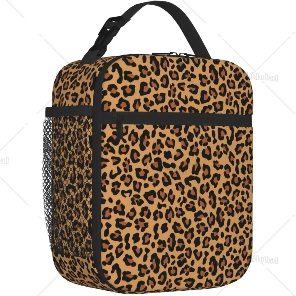 Leopard Print Lunch Box for Men Women Small Lunch Bag for Office Work Picnic Reusable Portable Waterproof Bento Tote Bags