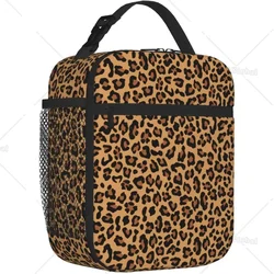 Leopard Print Lunch Box for Men Women Small Lunch Bag for Office Work Picnic Reusable Portable Waterproof Bento Tote Bags