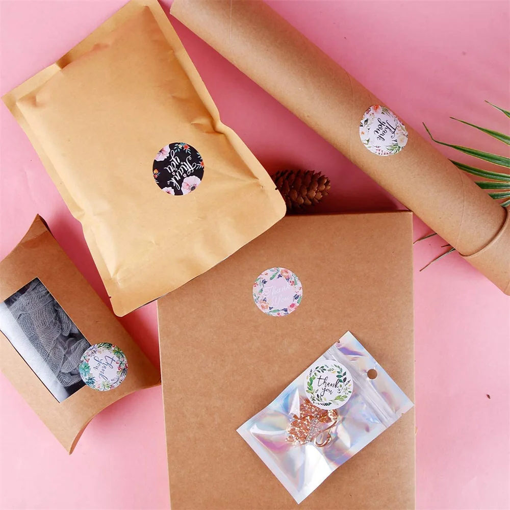 500pcs 25mm Thank You Stickers Self-Adhesive Labels For Jewelry Wedding Gift Wraps Tags Bag Small Business Packaging Wholesale