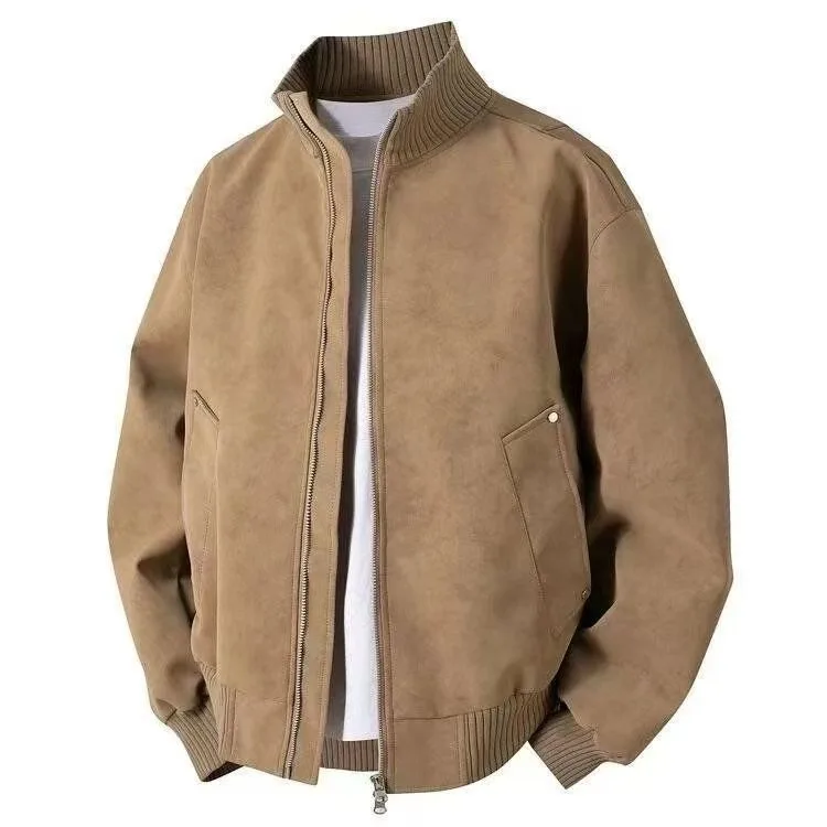 Мужская кожаная куртка Bla, свободная посадка, осень-зима, большой размер 250, американское мотоциклетное бейсбольное пальто из искусственной кожи с воротником-стойкой