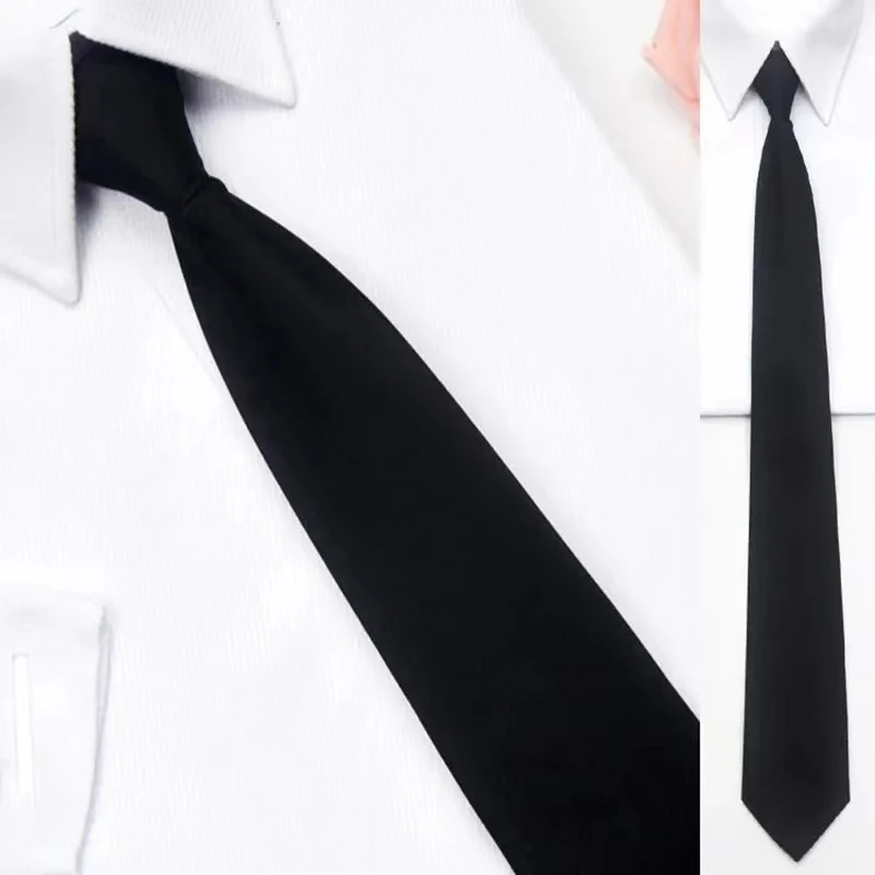 

Black Simple Clip on Tie Security Tie Doorman Steward Matte Funeral Tie for Men Women Students