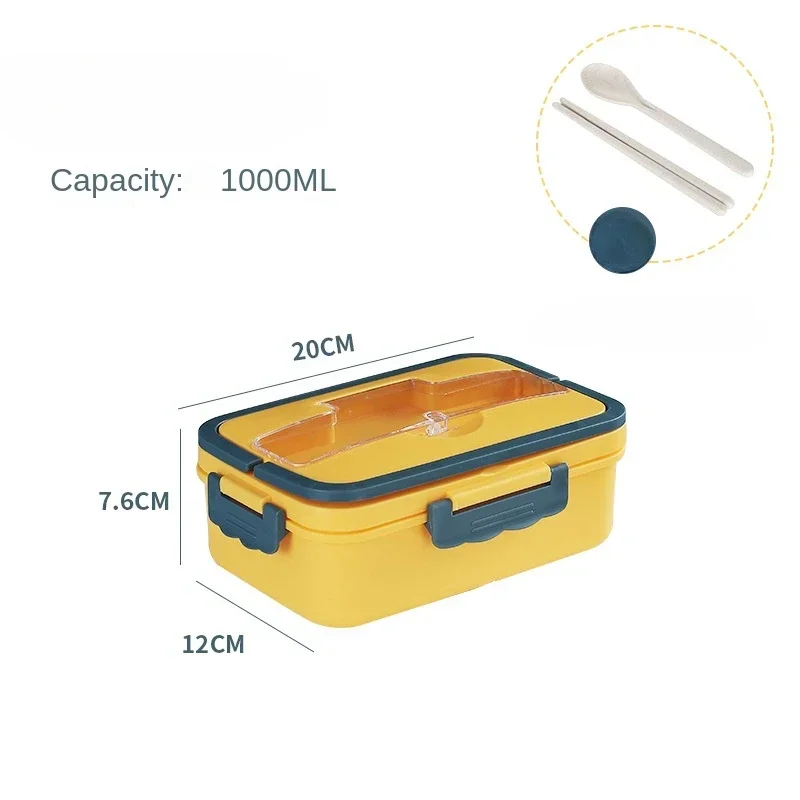 New 1000mL Children's Lunch Box Children's Student Sealed Compartment Fruit Salad Box Microwave Heated Bento Box Kitchen Tools