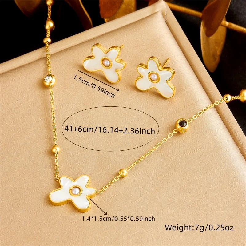 DIEYURO 316L Stainless Steel Colorful Love Butterfly Star Zircon Necklace Earrings Suit Womens New TrendNon-fading jewelry Set