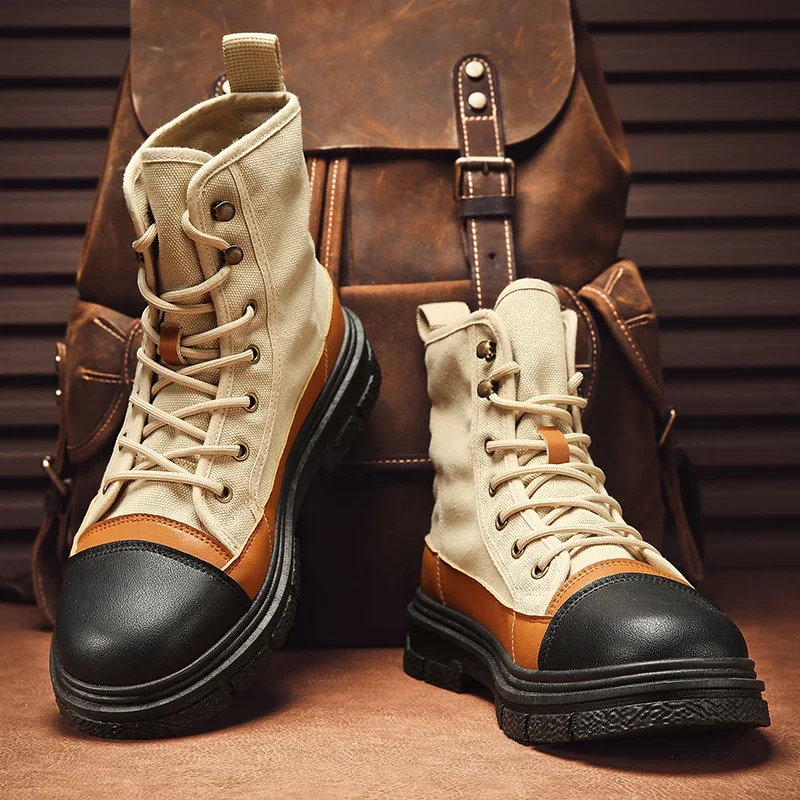 

Winter Boots Men Outdoor Fashion High Top Shoes Sneakers Men Punk Casual Shoes for Men Motorcycle Boots Male British Style Shoes