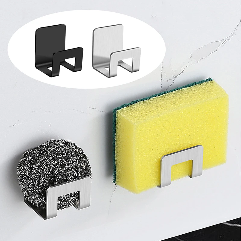 

Stainless Steel Sink Tray Drainer Rack Kitchen Sink Sponge Holders Self Adhesive Hook Storage Holder Kitchen Wire Rag Organizer