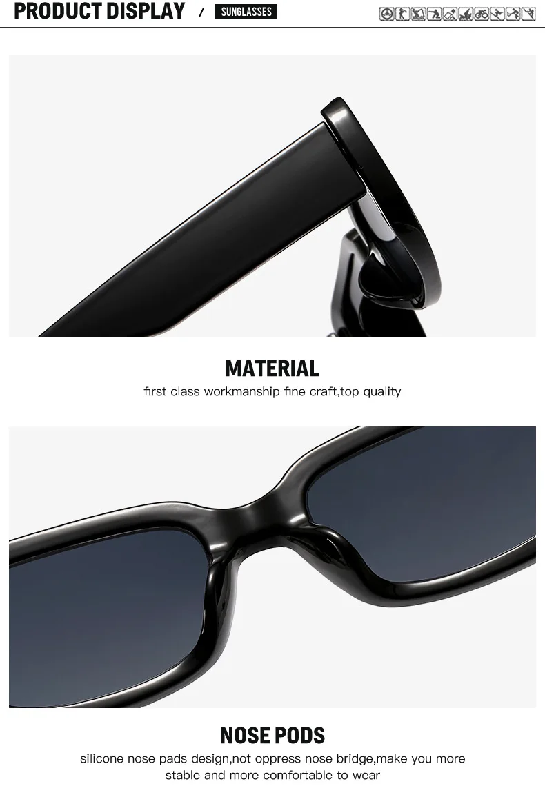 Trendige Mode-Sonnenbrille mit Kleinem Rechteckigem Rahmen für Damen, Luxusmarken-Designer Retro Quadratische Sonnenbrille für Frauen – Detail 10