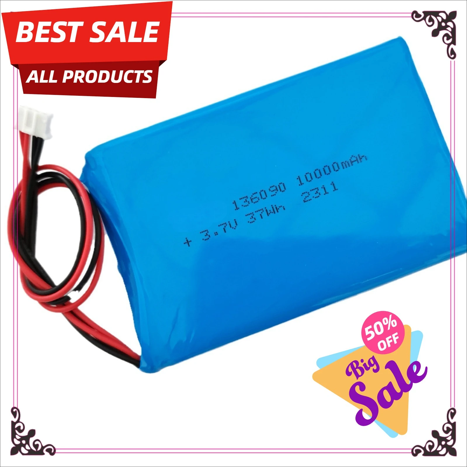 

3.7V 136090 Polymer Battery 10000mAh Portable Power Bank, Hand Warmer, Rechargeable Lithium Battery with High Capacity