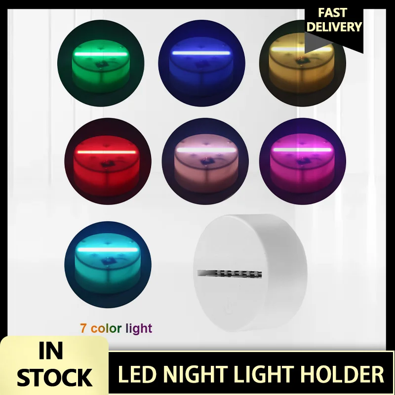 

10 Pcs Touch Lamp Base For Acrylic 7 Colors Dimmable LED Lamp Display Stand 3D USB Remote Control Desk Lamp Holder Wholesale