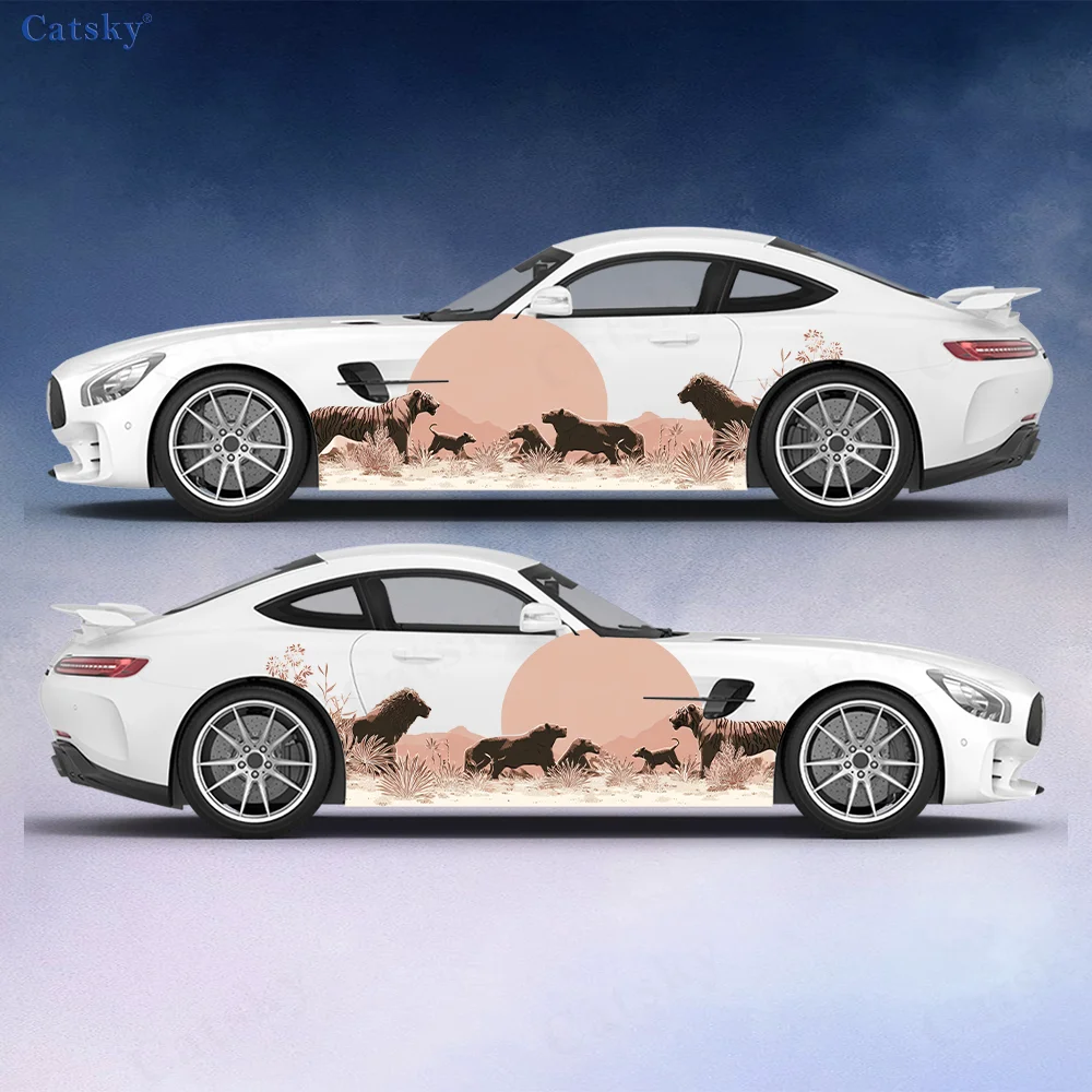 

Desert Sunset and Animals Car Vinyl Wraps Decal Self-adhesive PVC Sticker Suitable for Trucks SUV Decor Auto Accessories Gift