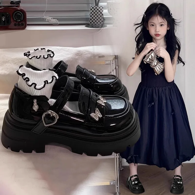 Crianças sapatos casuais moda para meninas princesa fundo macio confortável 2025 outono novas crianças sapatos de couro versátil antiderrapante