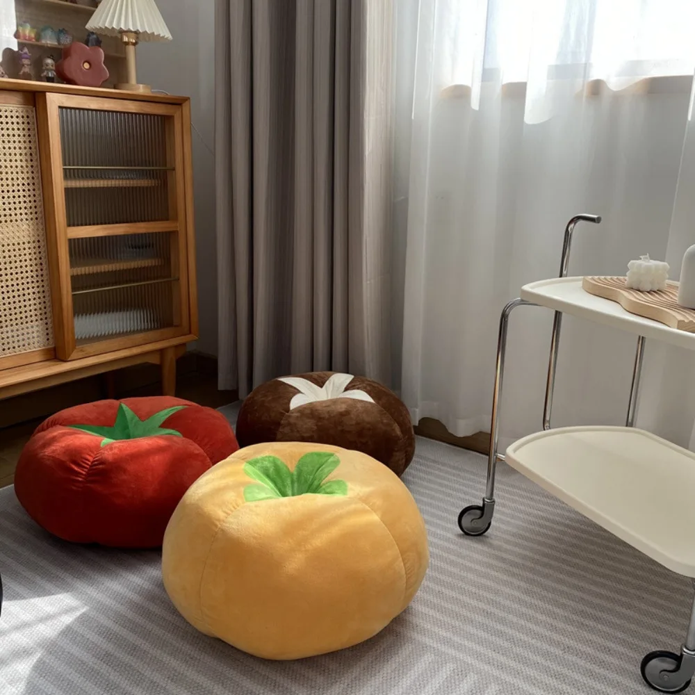 PP Cotton Filling Tomato Round Cushion 3D Soft Persimmon Chair Waist Cushion Thickened Tomato Sofa Throw Pillow Bedroom