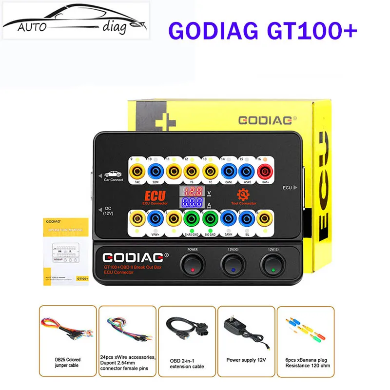 

GODIAG GT100+ GT100 Pro OBDII Breakout Box with Electronic Current Display for VVDI2/IM608/IM508/K518 Pro/CGDI