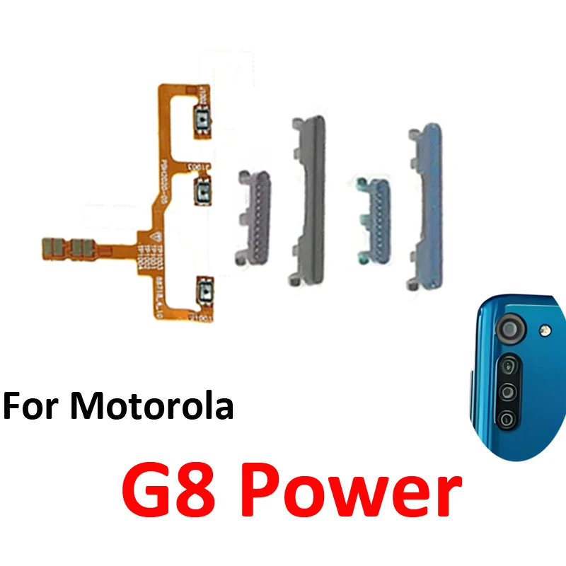 Phone Power Volume Button For Motorola Moto G8 Power New On Off Up Down External Key Internal Flex Cable Repair Parts Black Blue