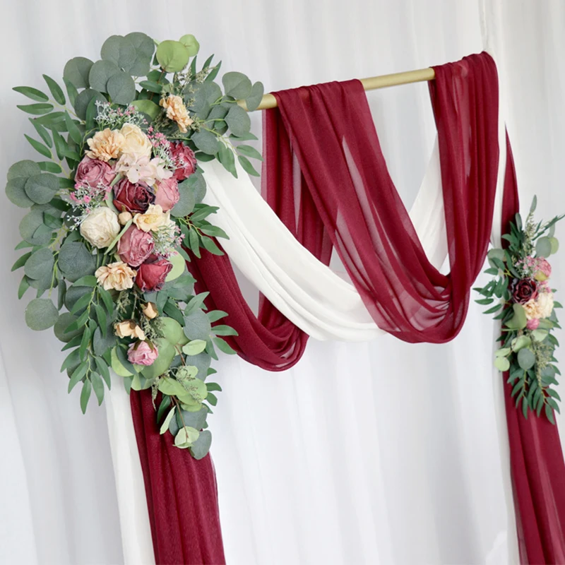 Imagem -03 - Artificial Rose Silk Flowers Arch Falso Floral Row Peony Leaves Wedding Sign Arrangement Backdrop Wall Decoração do Quarto Pcs