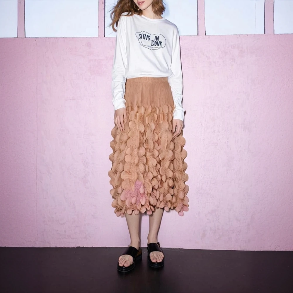 

Miyake Pleated Spring/Summer New Style Solid Color Bubble Pleated Half Skirt Fashionable and Versatile A-line Skirt for Women