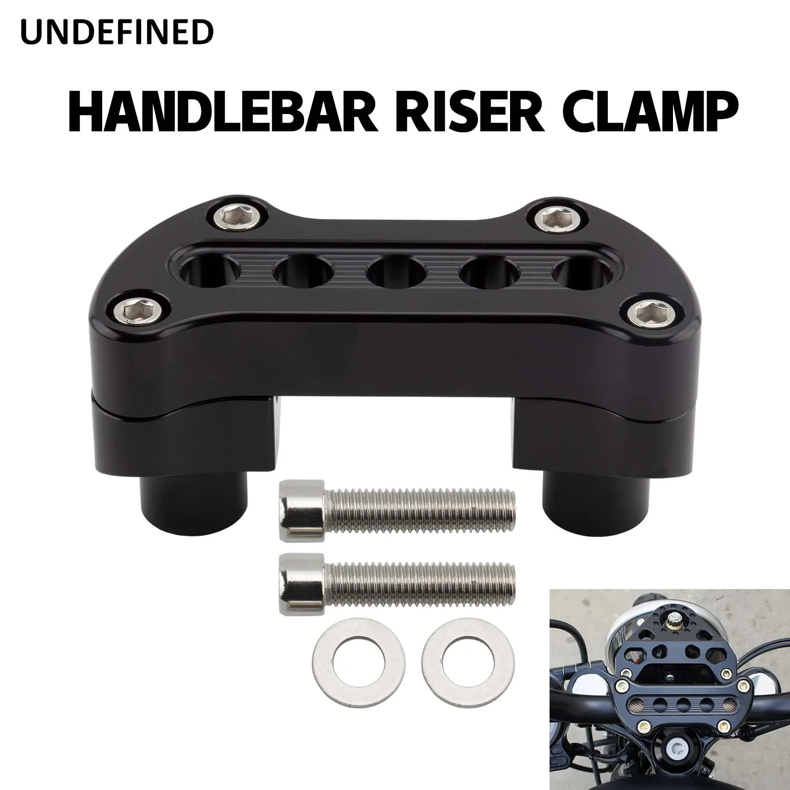 Black Chrome Motorcycle Handlebar Riser Clamp Kits For  Harley Softail Low Rider Fat Bob Dyna Street Bob Sportster XL883 XL1200