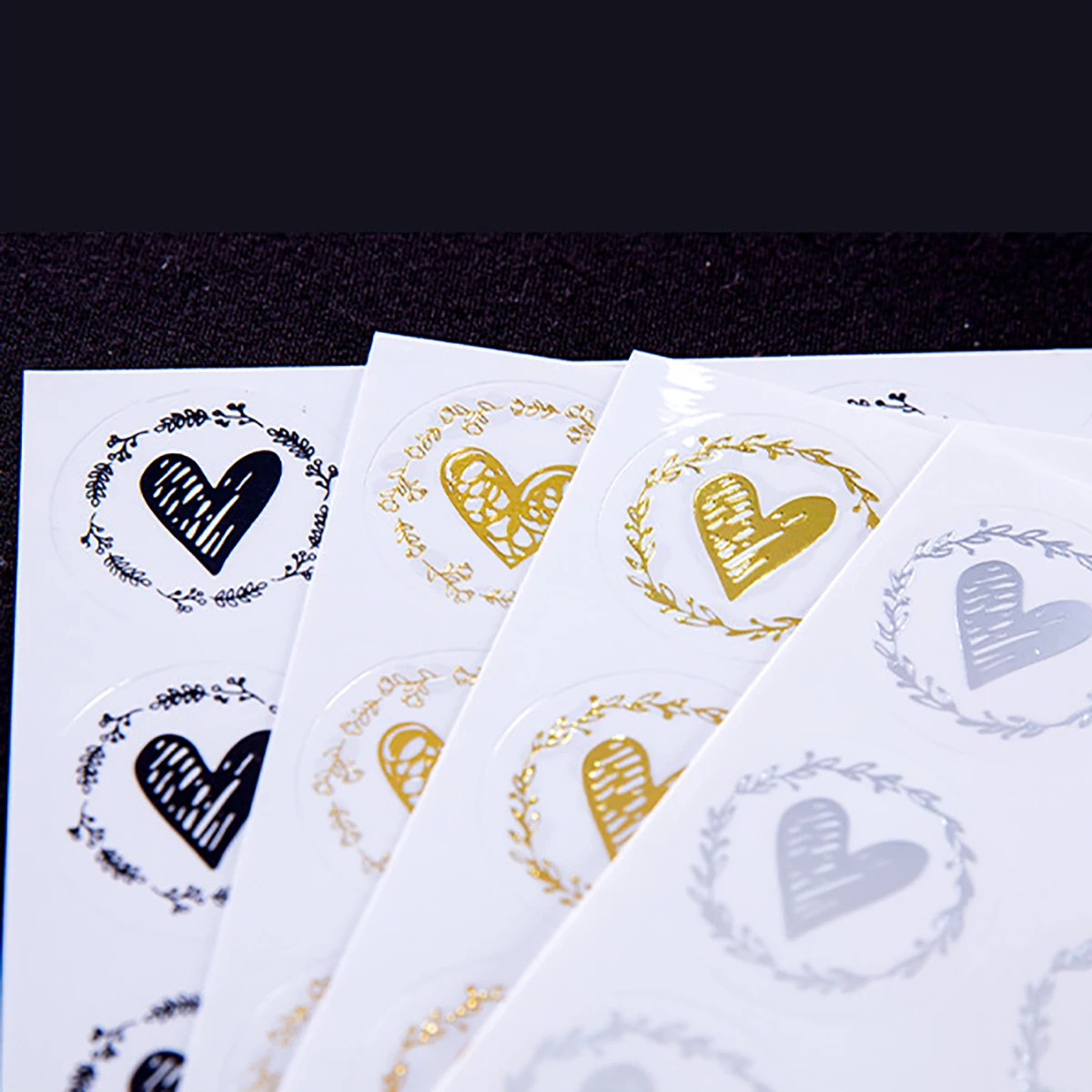 100/200PC Clear Bronzing Heart Stickers Colorful Wedding Invitation Gift Sealing Label Birthday Party Gathering Gift DIY Sticker