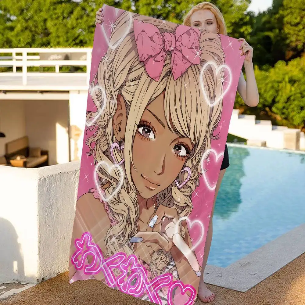 Gyaru Subculture Girls ANIME Retro Big Microfiber Beach Towels Quick Dry Towel Sand Beach Towels Pool Towel