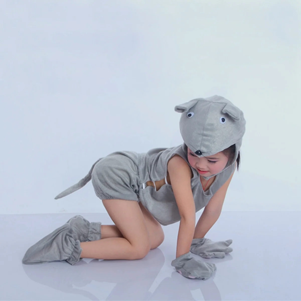 

Halloween Costume Set Xl Grey Mouse Cartoon Animal Stylish Design Pretend Play Stage Performances Halloween Performance Costumes