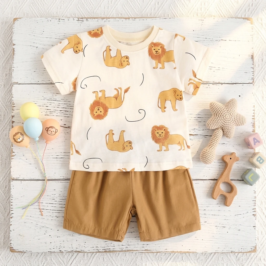Summer Cute Animal Baby Boys T-Shirt And Shorts 2pcs Fashion Clothing Sets