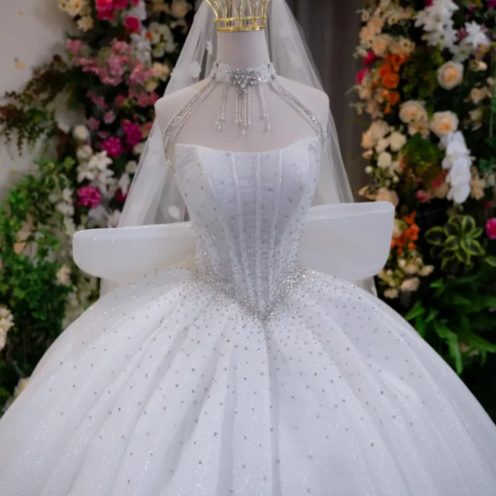 

Luxury Sweetheart Princess Wedding Dress Elegant Off Shoulder Pearl Bridal Ball Dress Church Wedding Dress Customized