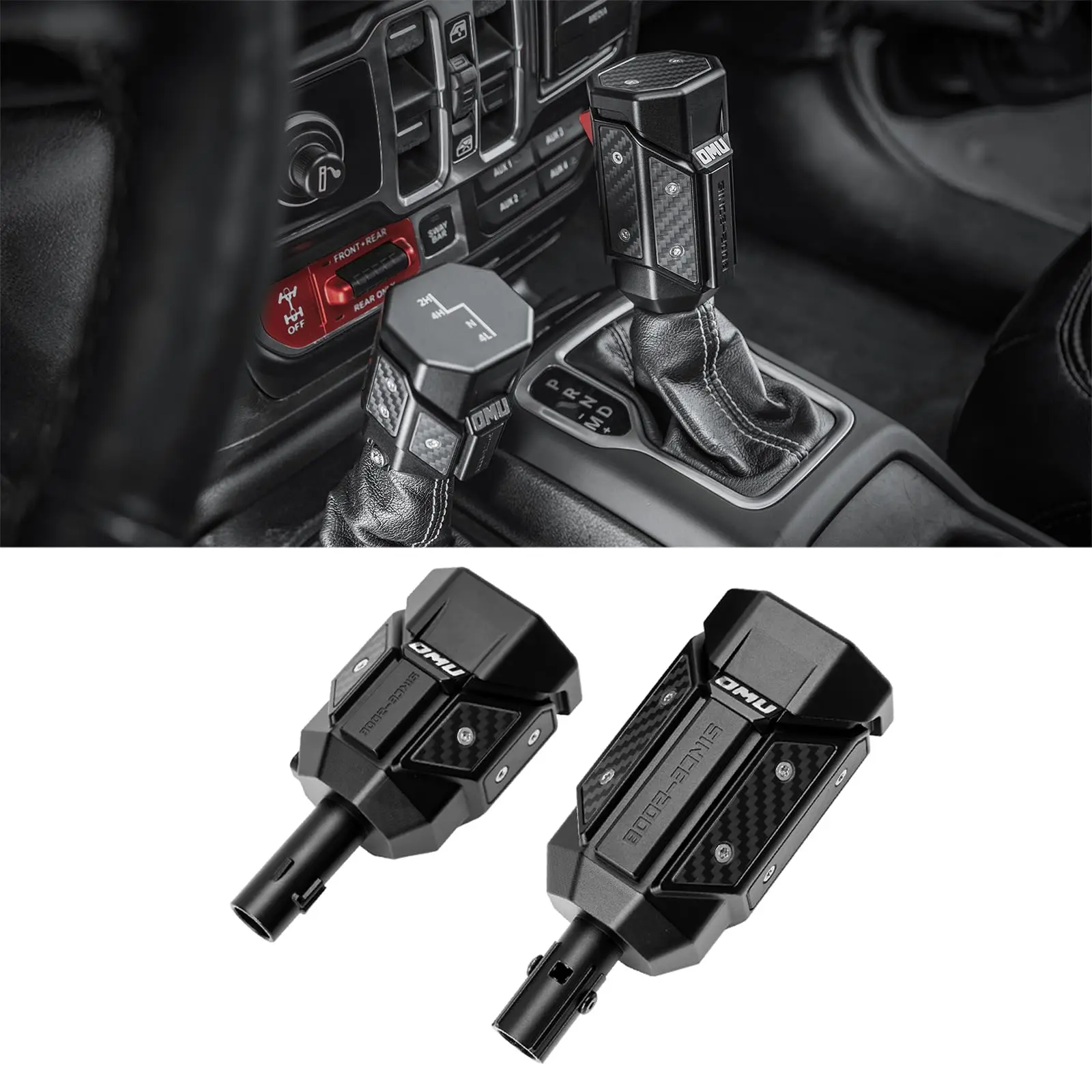 OMU 4x4 Gear Lever Gear Shift Lever Knob Shifter Transfer Case Lever Handle Kit For 2018-2024 Jeep Wrangler JL & Gladiator JT