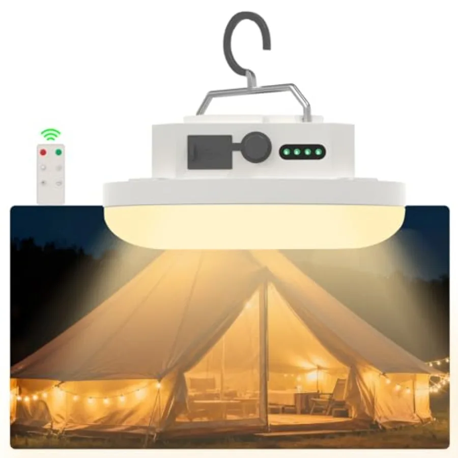 Rechargeable LED Camping Lantern 4000LM with Remote Tent Light Warm/Neutral/Cool 3 Modes and Stepless Dimming IPX5 Waterproof M