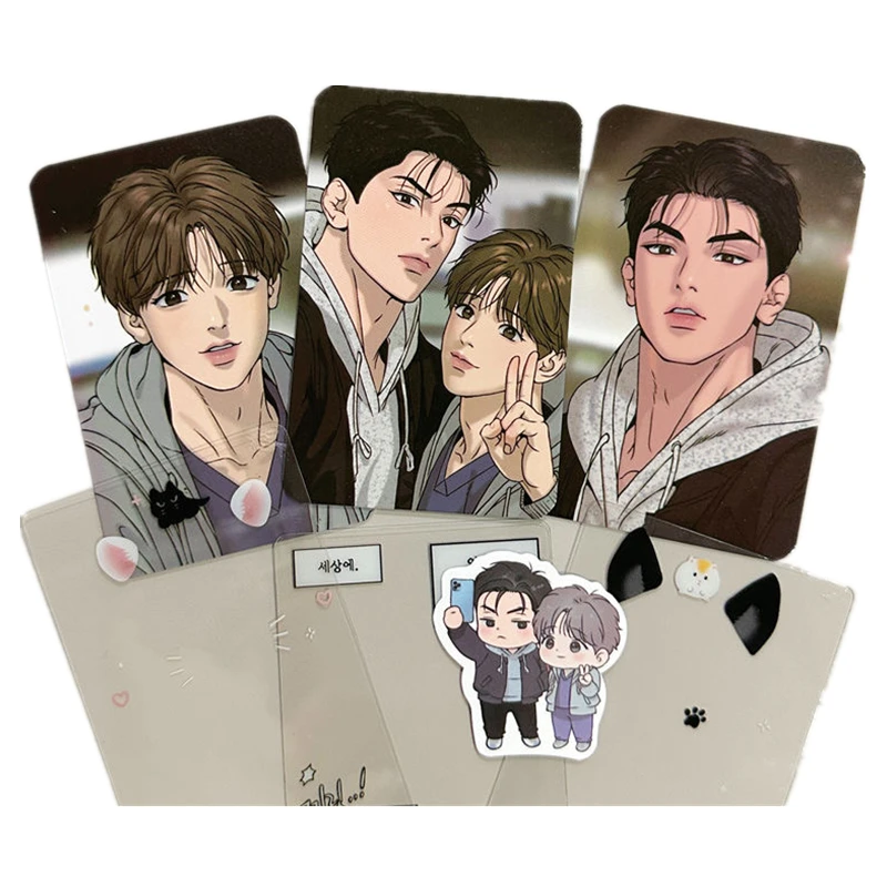 6Pcs/Set Korean BL Manhwa Magic Spell Lomo Card Zhou Jae-kyung, Jindan Figure 3 Inches Transparent Card Sticker