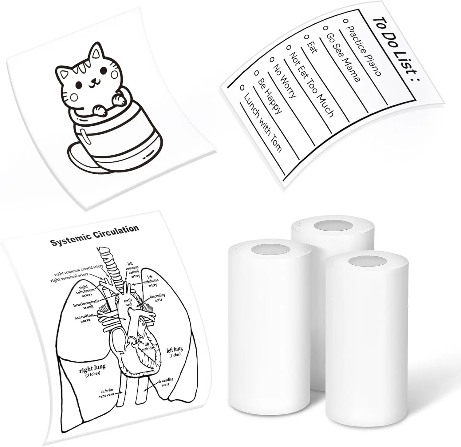 

3 Rolls Thermal Paper for Pocket Printer, 57mm x 3.5m, Compatible with Journal, Study, Photos