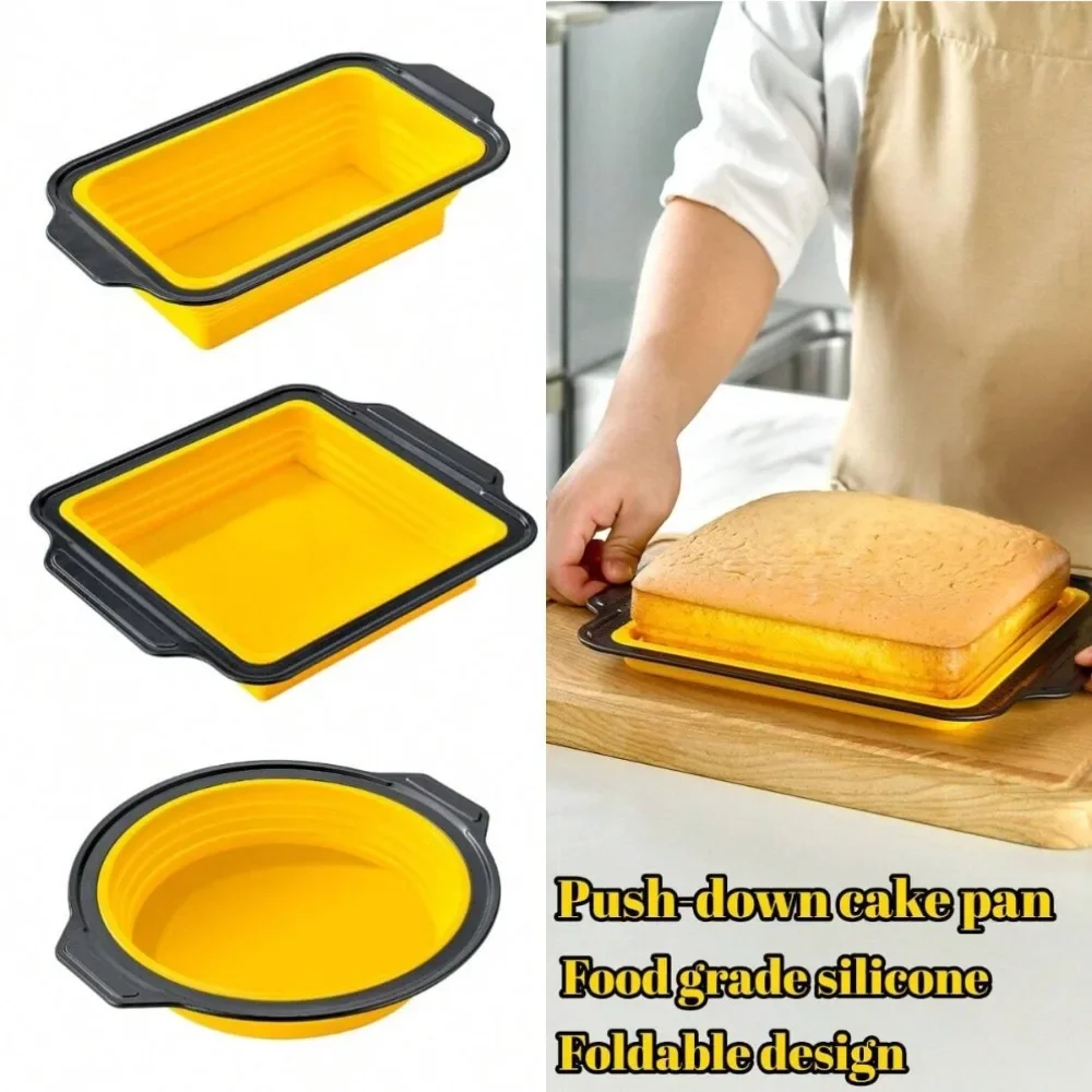 Square Round Foldable Silicone Cake Mold Versatility Nonstick Pop Out Metal Frame Press Breads Mold for Baking Homemade Cake Pan