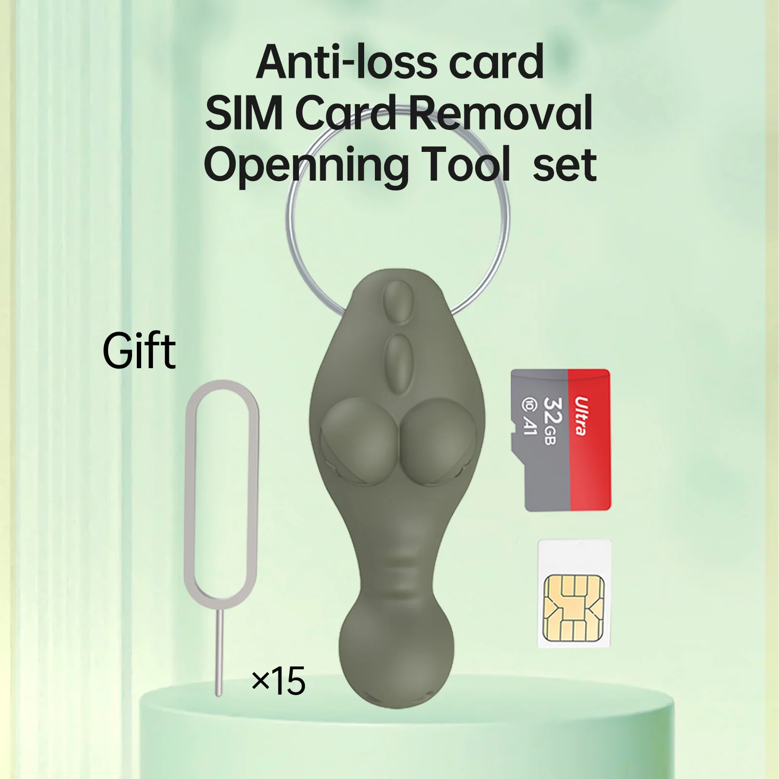 분실 방지 SIM 카드 배출 핀 바늘, 보관 케이스 포함, 범용 휴대폰 이젝터 핀, SIM TF 카드 리무버 트레이 홀더 키링