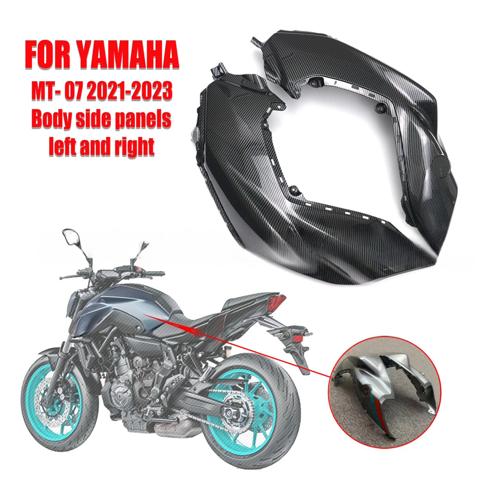 

For Yamaha MT-07 2021-2023 Motorcycle Front Left & Right Side Panels Upper Fuel Tank Fairing Bodywork Cowl Replacement Parts