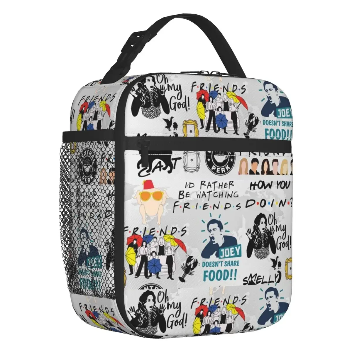 

Funny Friends Collage Insulated Lunch Bag for Camping Travel TV Show Portable Cooler Thermal Lunch Box Women Kids