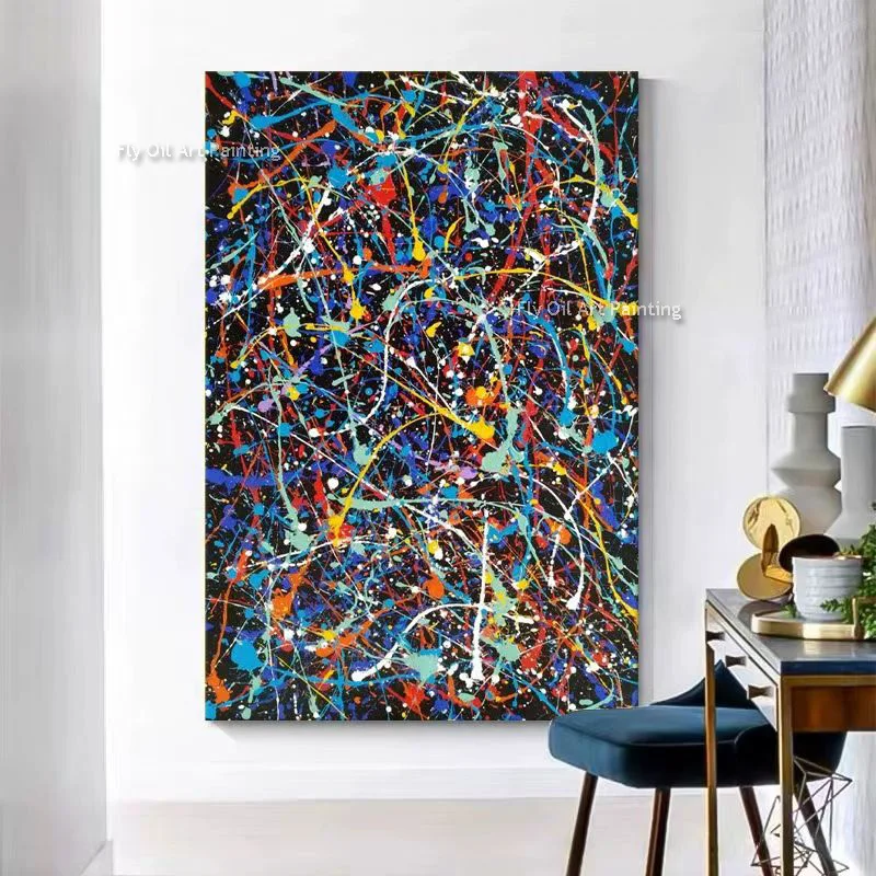 New Design Handpainted Abstract Dark Color Messy Oil Painting Special Tangled LineS Thick Canvas Artwork Modern Home Decoration