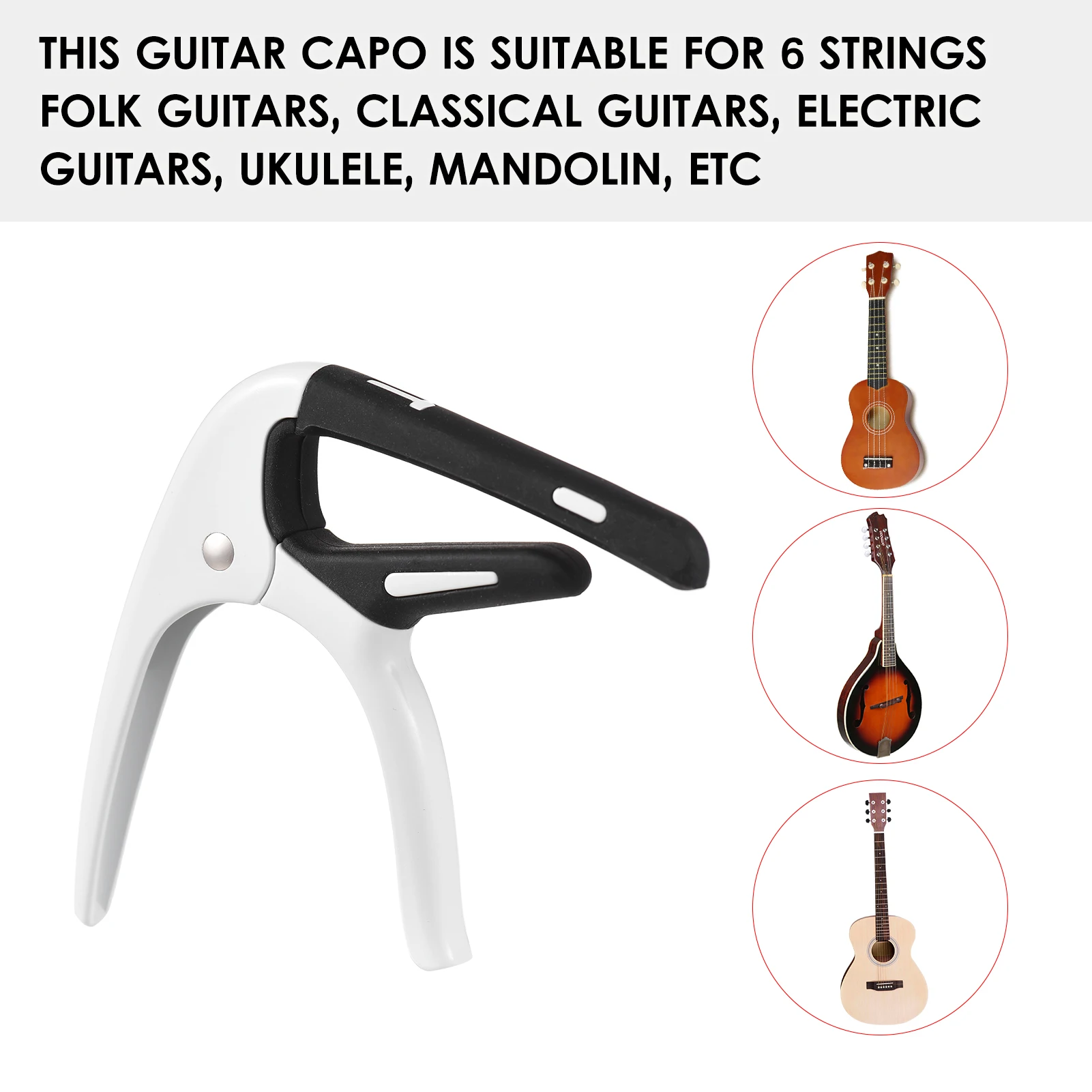 Portable Zinc Alloy Guitar Capo Professional Guitar Tone Changer with Guitar Pick for Acoustic Electric Guitars Ukulele Mandolin