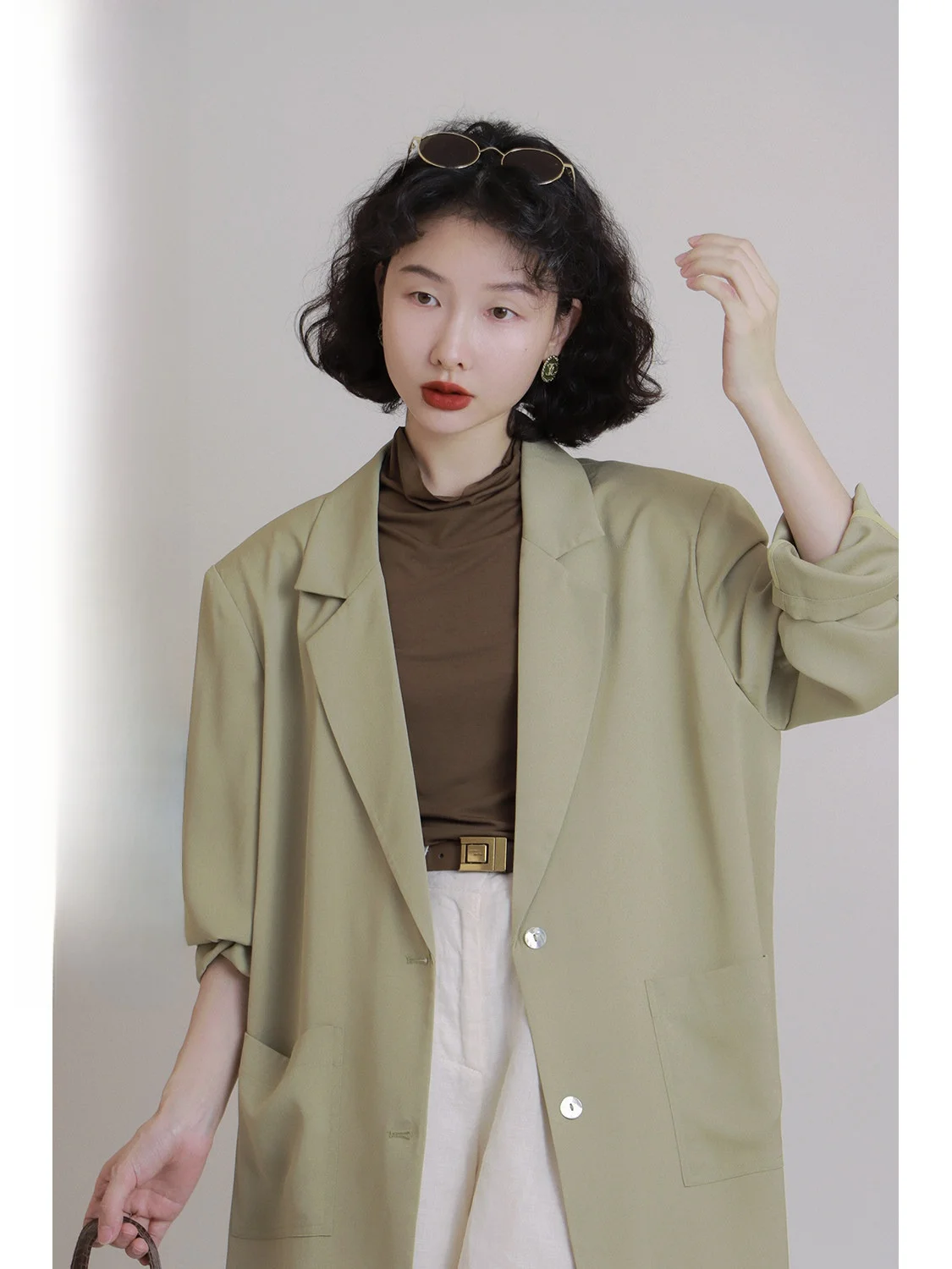 

IVY YANG Ретро костюм с подкладкой на плечах, женская верхняя одежда средней длины, модное длинное пальто Sve Busin