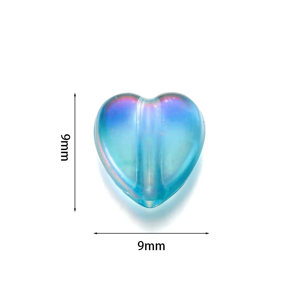 50/100Pcs 9mm Iridescent Heart Love Acrylic Loose Spacer Beads for Jewelry Making DIY Necklace Bracelet Keychain Accessories image 2