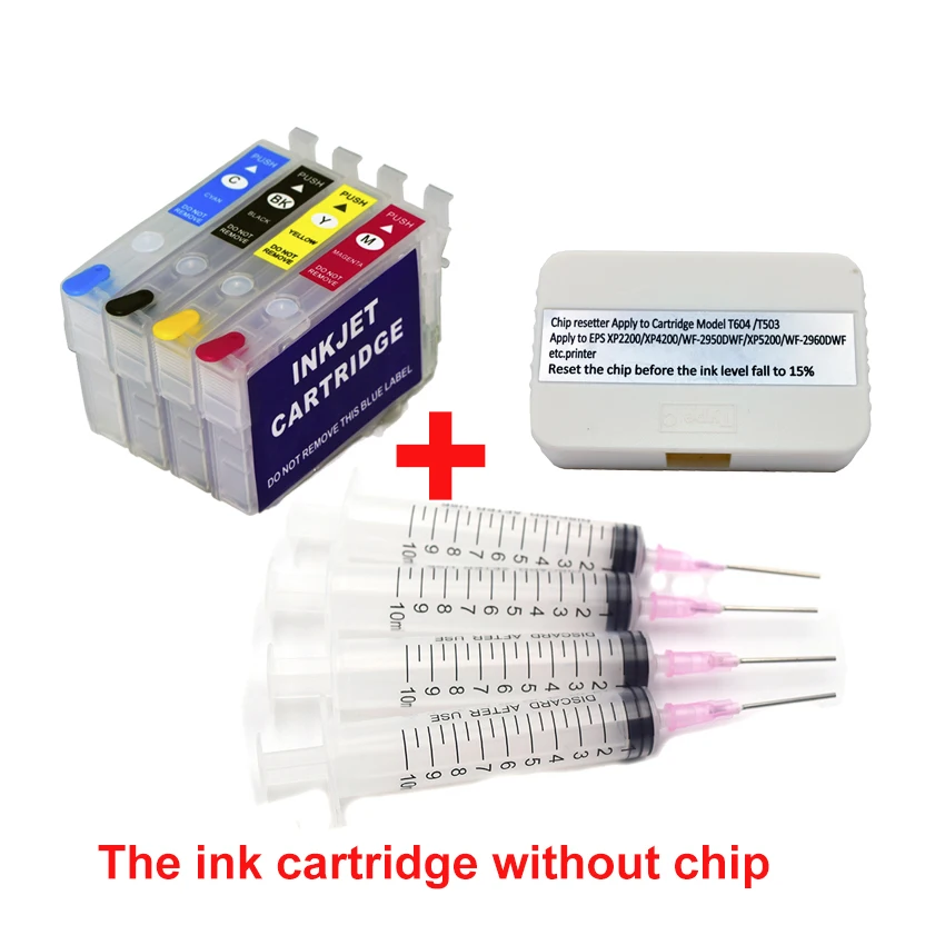 503 503xl Refillable Ink Cartridge Without Chip And Chip Resetter For Epson XP-5200 XP-5205 WF-2960DWF WF-2965DWF Printers