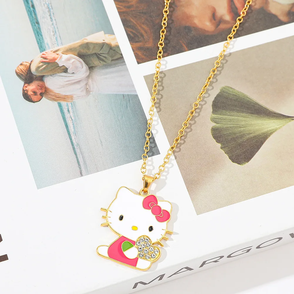 Miniso의 새로운 베스트셀러 만화 만화 Sanrio HelloKitty 합금 펜던트 다이아몬드 목걸이 쥬얼리