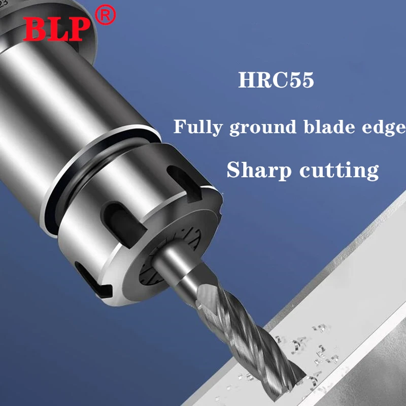 HRC55 Tungsten Steel Milling Cutter with 4 Edges, Hard Alloy Stainless Steel Precision Milling, Flat Bottomed Four Edge CNC Tool