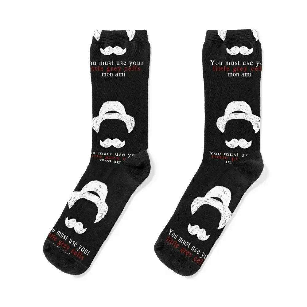 Agatha Christie Hercule Poirot Little Grey Cells Socks Stockings man funny gift christmas stocking Mens Socks Women's