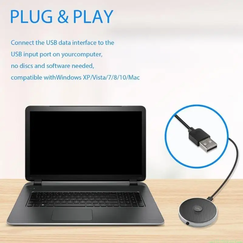 T8WC USB Conference Microphone Omnidirectional Mic for PC and Laptop Teleconferencing